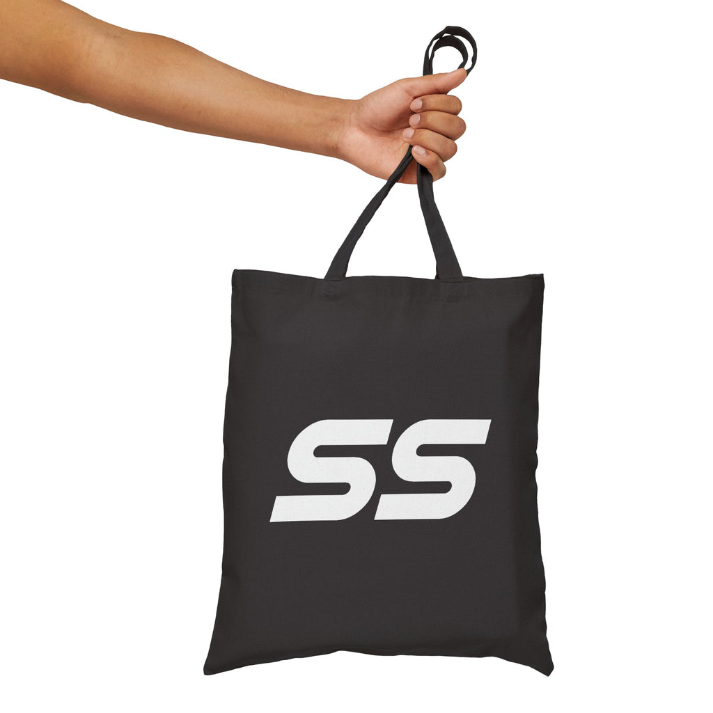 Tote Bag — Minimal White "SS" Logo Cotton Canvas Tote