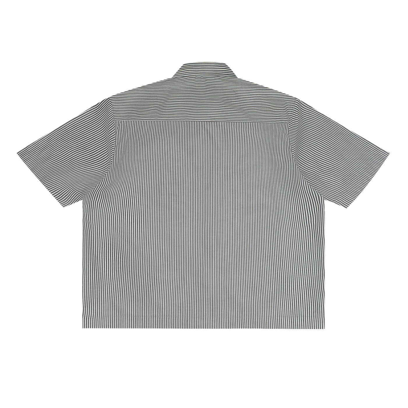"SS" Logo Oversized Vertical Stripe Boxy Button Shirt