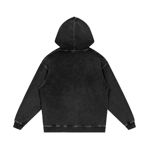 "SS" Logo Washed Loose Cotton Hoodie