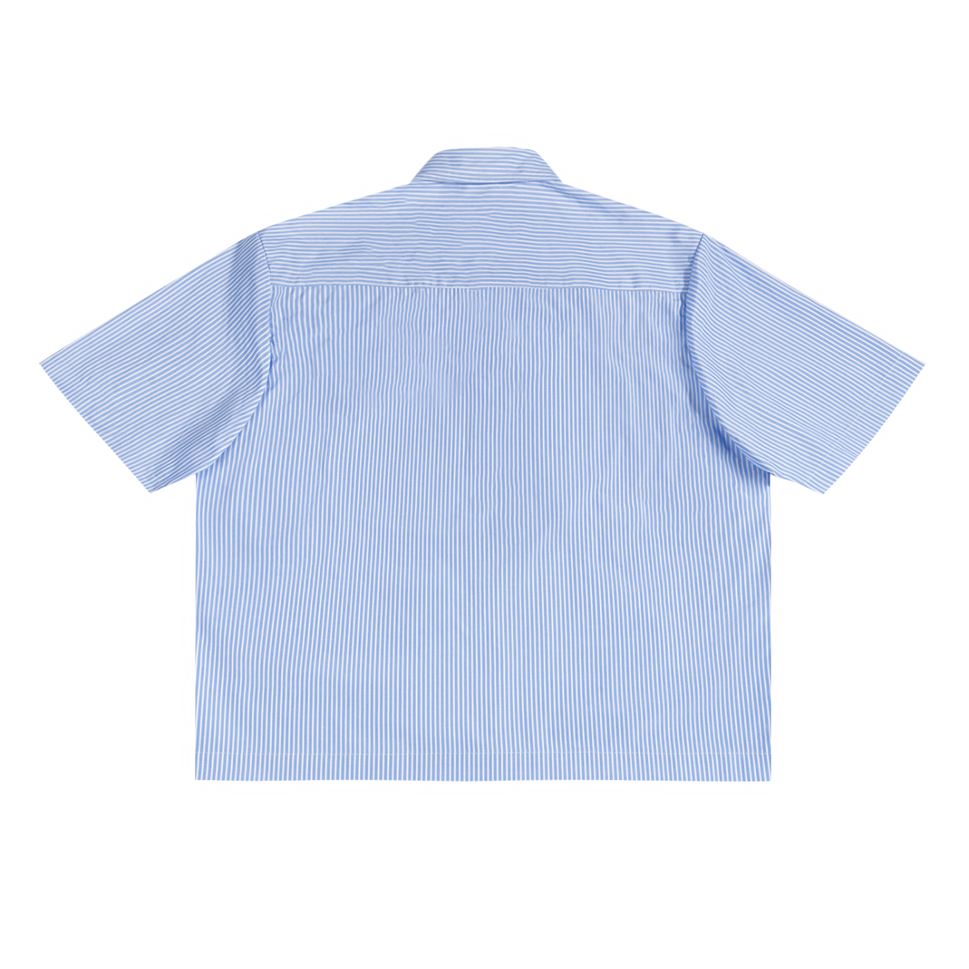 "SS" Logo Oversized Vertical Stripe Boxy Button Shirt